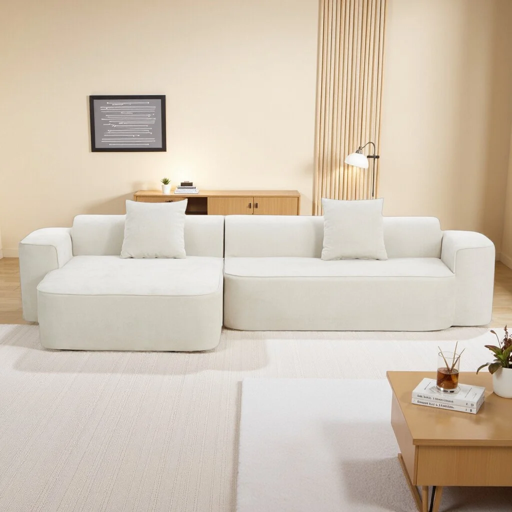 Compression Sofa L-Shaped 3 Seater Set Vacuum Packed High Resilience Foam Long-Lasting Comfort Modern Living Room Furniture