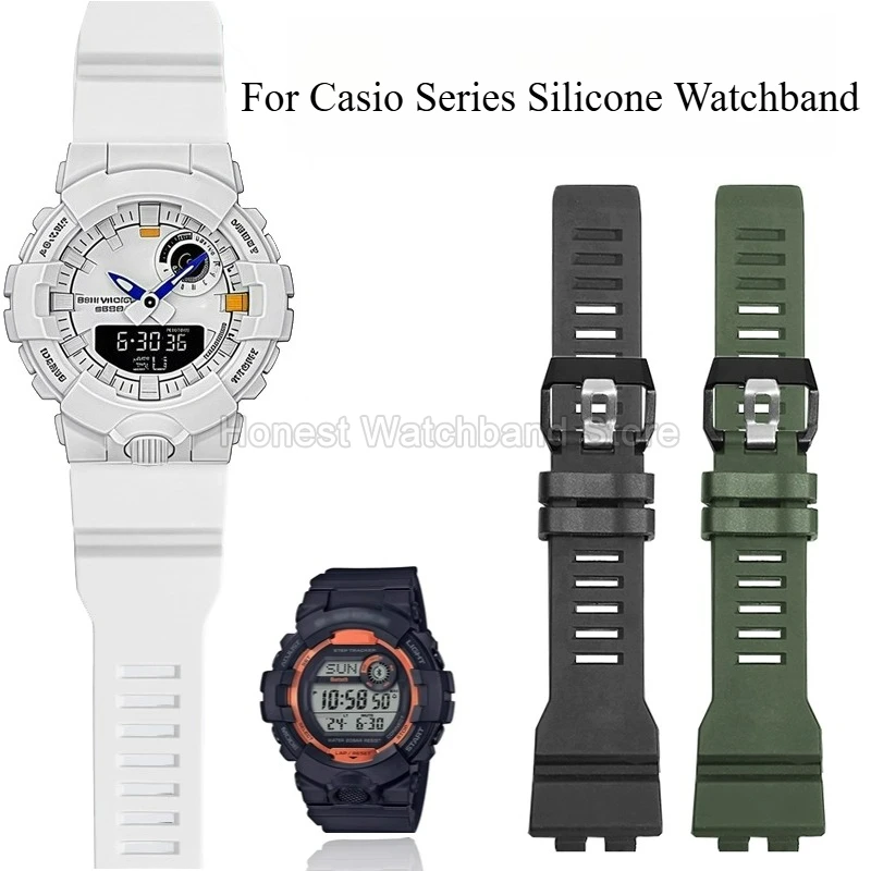 

Anti-Slip Breathable Quick-Adjust Black Army-Green Yellow for Casio GBA-800 GBD-800 Silicone Watchband Double Convex Interface