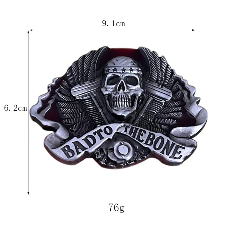 Zinc alloy bad bone skeleton head motorcycle belt buckle western style