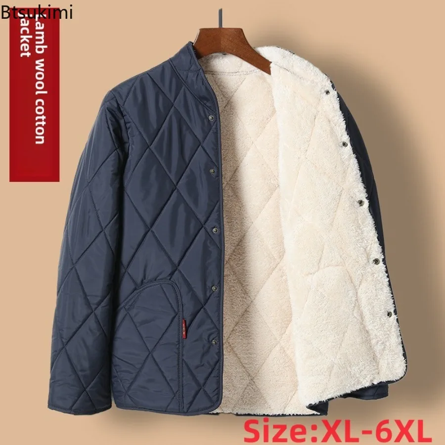 New Elderly Men's Lamb Fleece Cotton Jacket Male Thick Fleece Lined Loose Home Warm Padded Coat Winter Jacket for Dad Grandpa