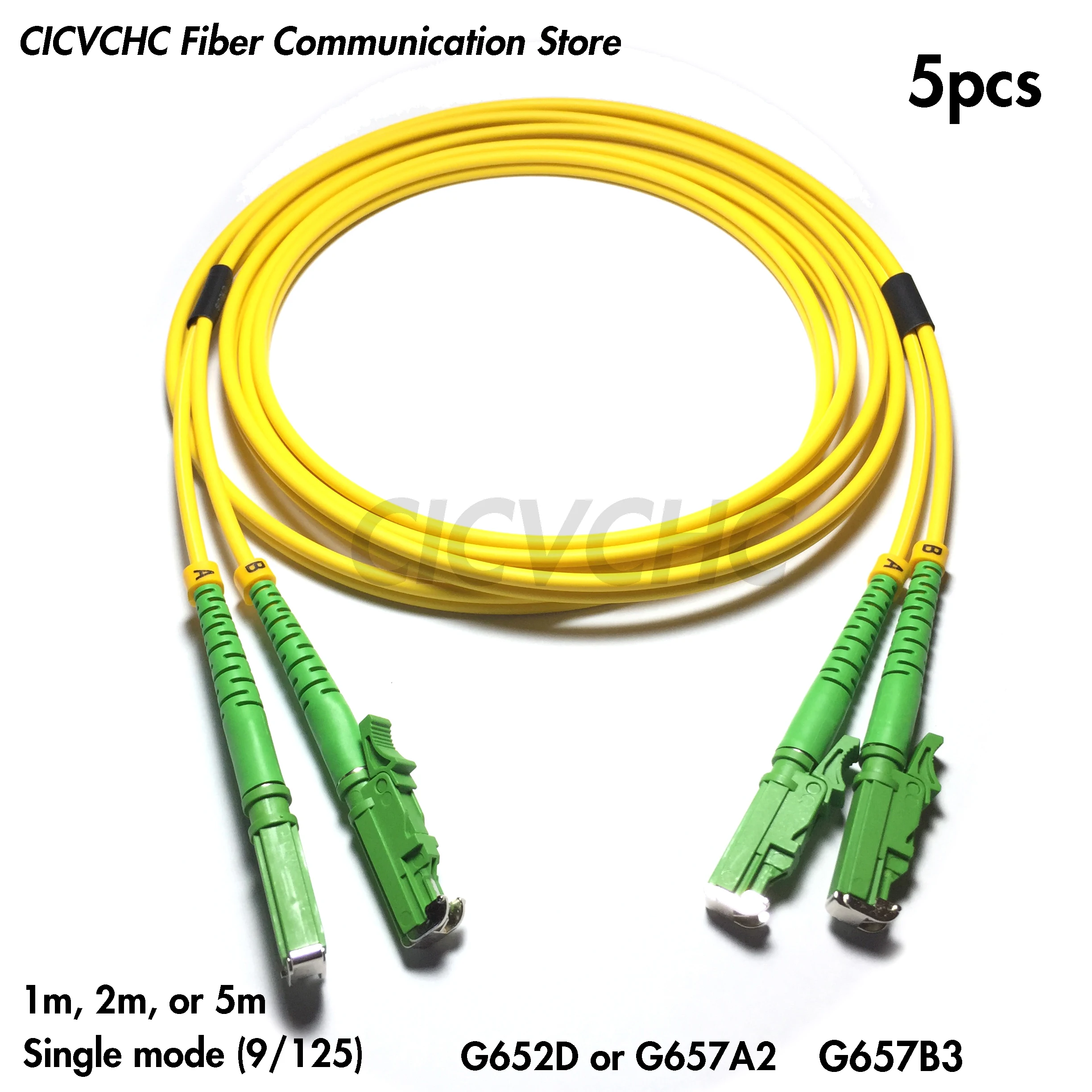 

5pcs Duplex LSH/APC-LSH/APC(E2000) G652D G657A2 3.0mm 1m, 2m, or 5m Optical Fiber Patchcord/Jumper