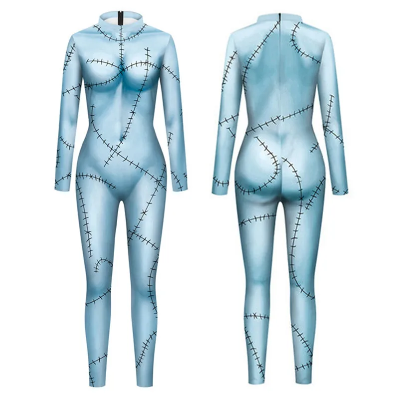Costume de fête d'Halloween Anime pour femme, robe Sally, combinaison Catsuit, costume de batterie Zentai, leggings gothiques, veille de Noël, nouveau