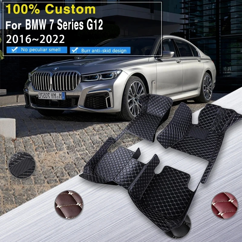 

Кожаные автомобильные коврики для BMW 7 серии G12 2016 ~ 2022 730Li 740Li 740Le 4 Двери Седан, водонепроницаемые коврики, Роскошный Ковер, автомобильные аксессуары