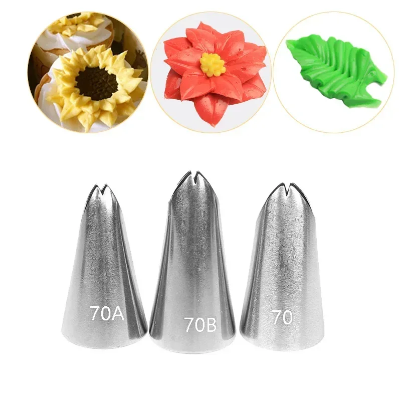 70#70A#70B Leaves Pastry Tips Set Stainless Steel Icing Piping Nozzles for Cakes Decorating Tools Leaf Cupcake Cream Cake Nozzle