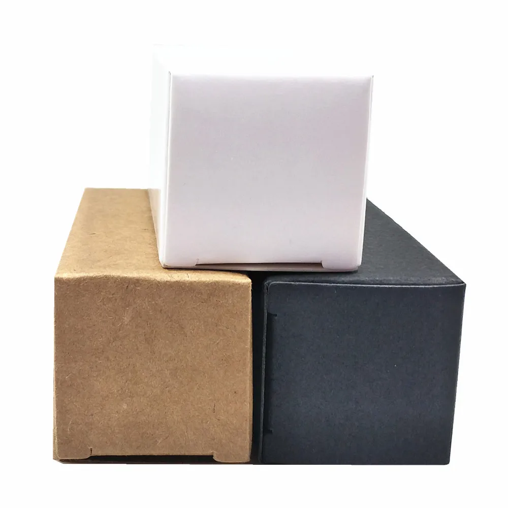 50Pcs/Lot White/Black/Brown Kraft Paper DIY Crafts Packing Box Paperboard Package Box Small Perfume Bottle Foldable Pack Box