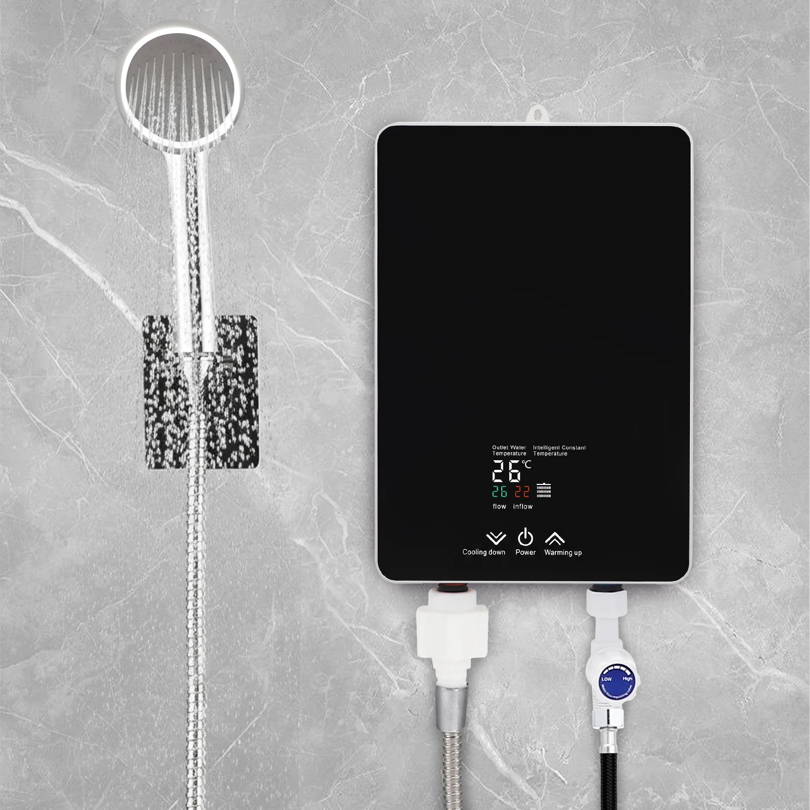 Scaldabagno elettrico istantaneo da 5500 W, con temperatura regolabile da 30 a 55 °C. ° Scaldabagno istantaneo da installare sotto il lavello, ideale per cucina e bagno, con display a LED per la