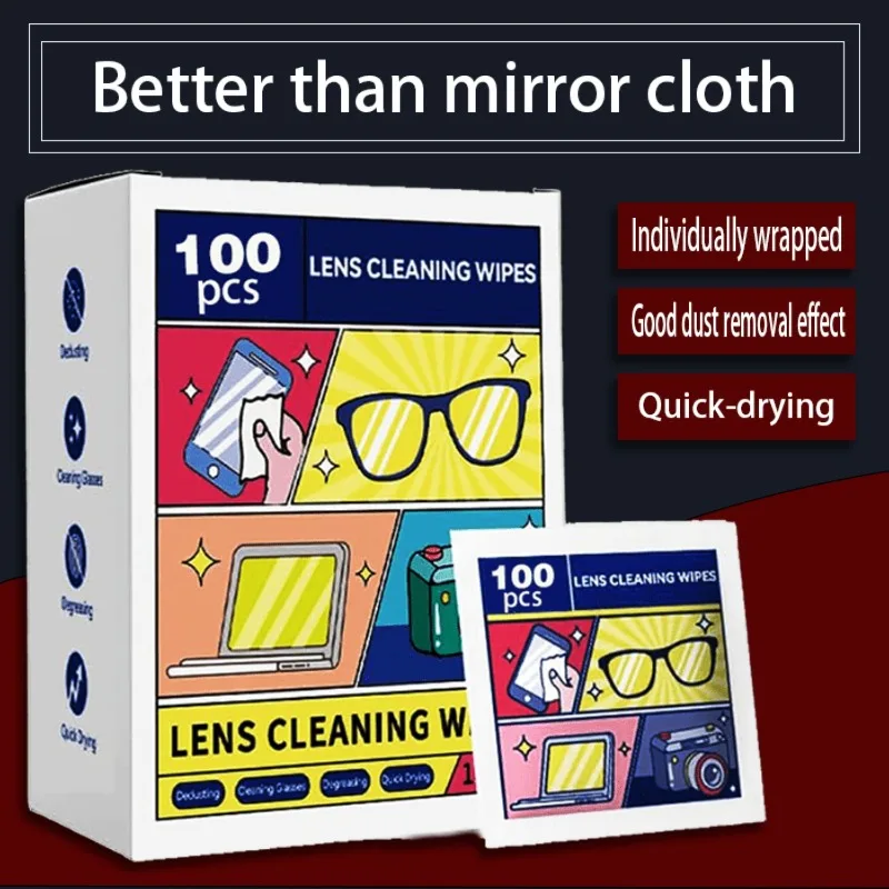 Disposable Glasses Cleaning Wipes - Portable, for Outdoor & Office Use, Ideal for Glasses,Smartphones, Tablets Durable Cleaning