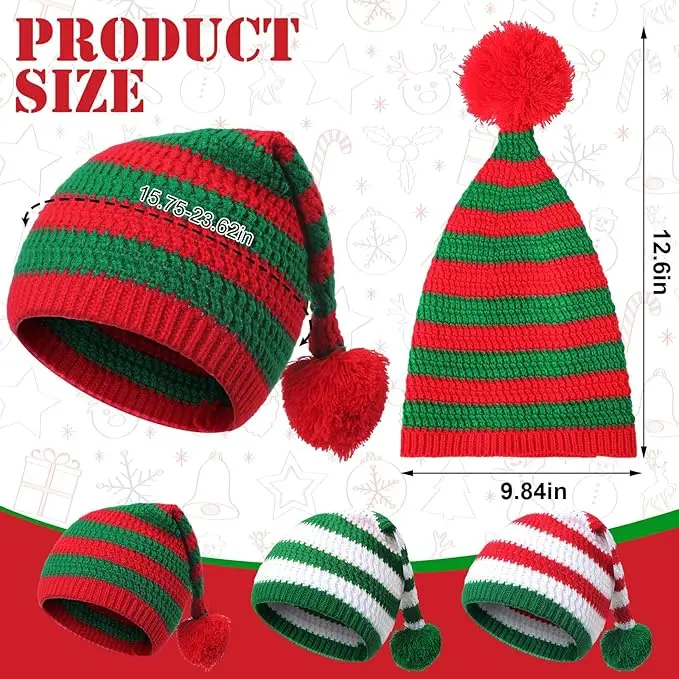 2Pcs Christmas Hats With Socks Adults Christmas Costume Accessories Set Santa Cosplay Costumes New Year Gift For Women Man