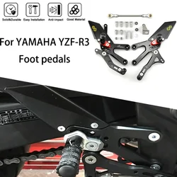 MTKRACING para YAMAHA YZF-R3 2015-2024 juegos traseros Pedal de elevación estriberas traseras ajustables Kit de freno de palanca de cambios