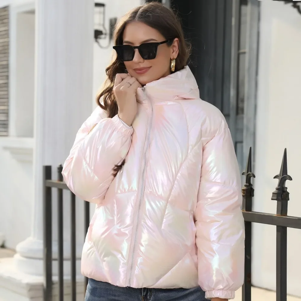 Casual Quilted Coats Women Hooded Down Coats Long Sleeved Jackets Ladies Casual Comfortable Autumn Winter Outerwear