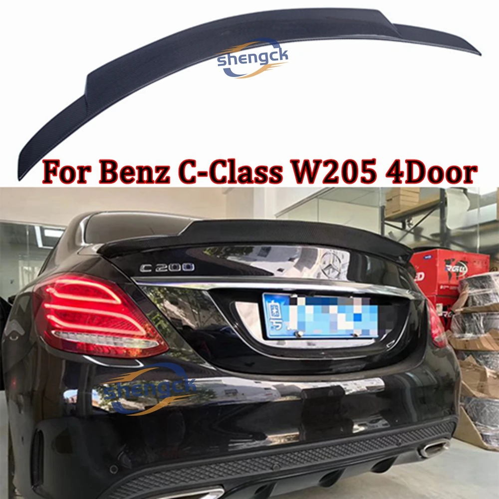 

Для Mercedes-Benz C-Class W205 4-дверный седан C74 Стиль из настоящего углеродного волокна Задний спойлер Крыло багажника 2013-2022 Кованый карбон