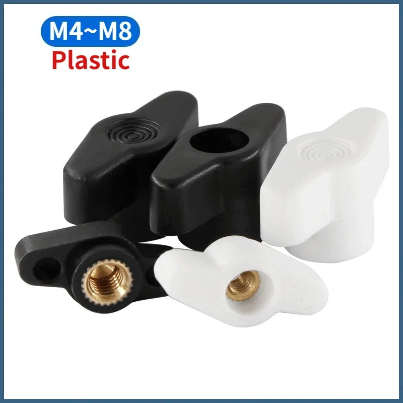 M4 M5 M6 M8 27# 36# T Type Plum Bakelite Wing Hand Tighten Nuts Butterfly Plastic Head Hand Knob Thumb Nut Through / Blind Hole