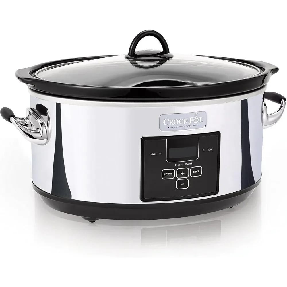 7 Quart Programmable Slow Cooker with Digital Timer, Food Warmer, Polished Platinum, Perfect  Everyday Meals and Entertaining