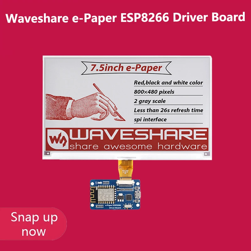 Waveshare-placa controladora de papel electrónico Universal con WiFi SoC ESP8266 a bordo, compatible con varios paneles de papel electrónico Waveshare SPI raw