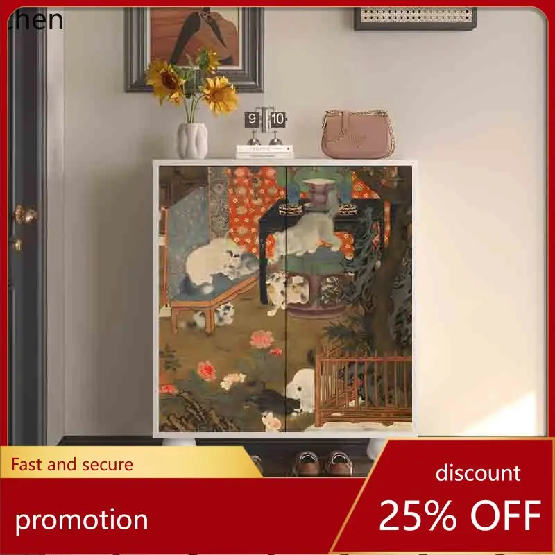ZML Retro Entryway Home Living Room Wall-Mounted Integrated Solid Wood Multi-Functional Storage Cabinet