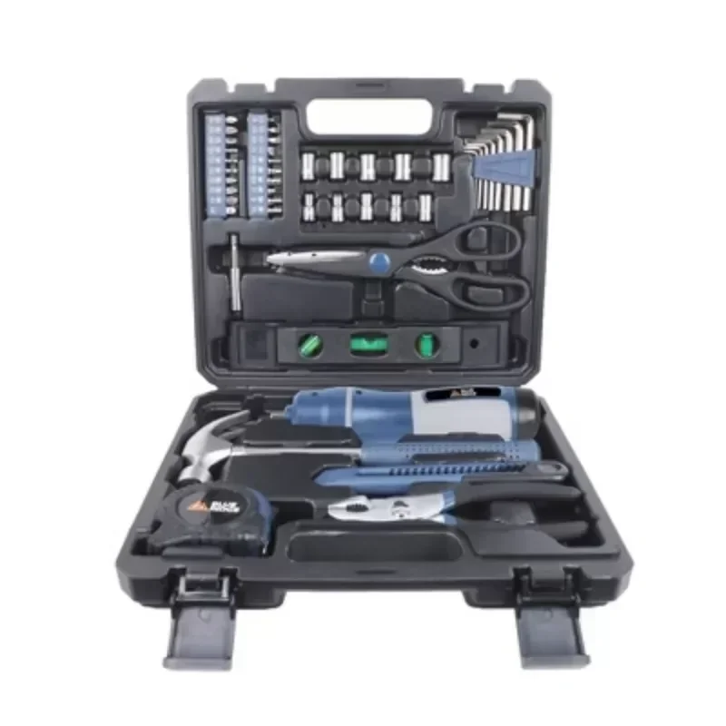 

47-piece household tool set: steel and rubber non-powered set with pliers, screwdriver, hammer and carrying case
