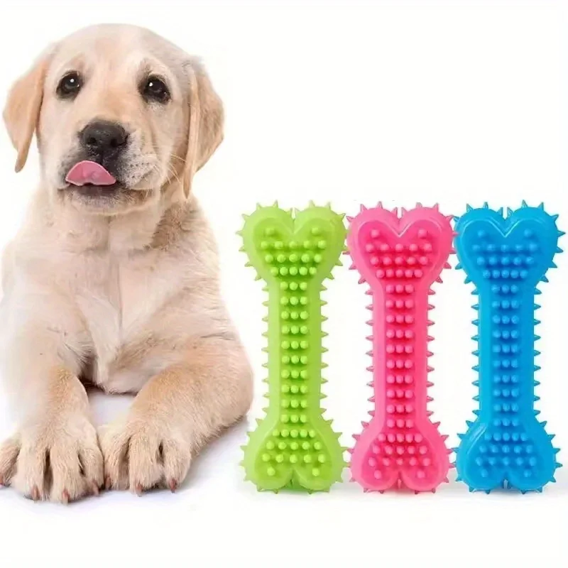 Random 1PC Pet Chew Toy Soft Rubber Bite-resistance Bone Shape Teeth Grinding Chewing Toys for Small Dogs Training Pet Supplies