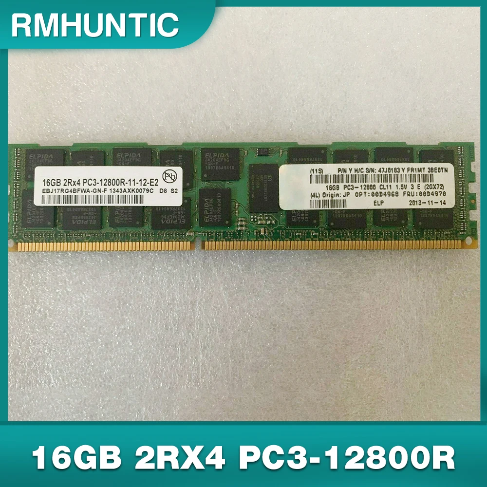 1PCS 16GB 2RX4 PC3-12800R DDR3 1600Mhz For IBM X3300 X3500 X3550 M4 RAM 00D4968 00D4970 47J0183