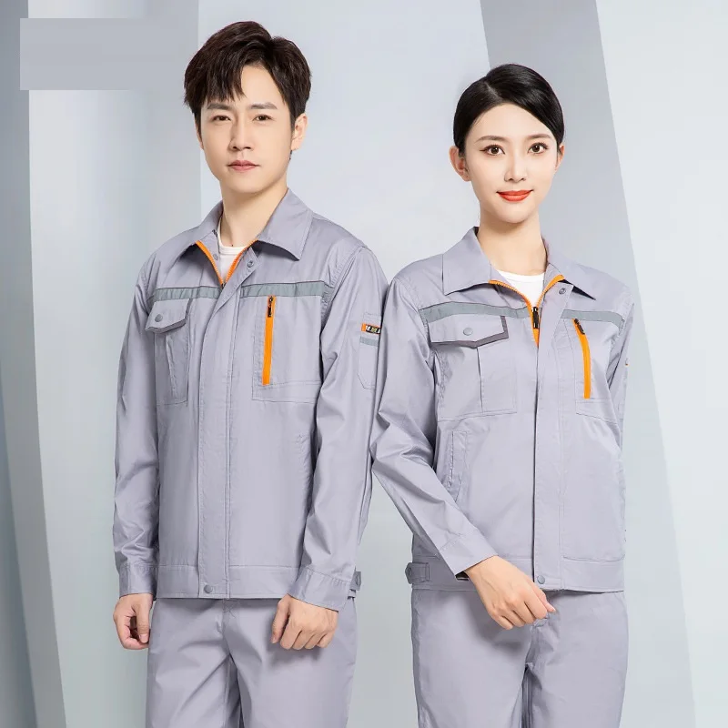 Ropa de trabajador duradera de alta calidad, diseño de moda, uniformes de trabajo de fábrica de colores contrastantes, trajes de trabajo de seguridad con rayas reflectantes