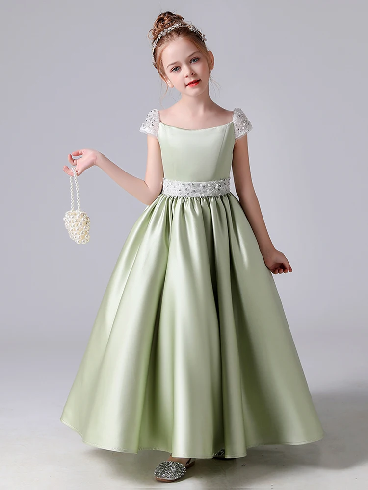 

YZYmanualroom Girls floor-length satin ball dress Junior Bridesmaid Dress Communion Dress Teen Party/customizable