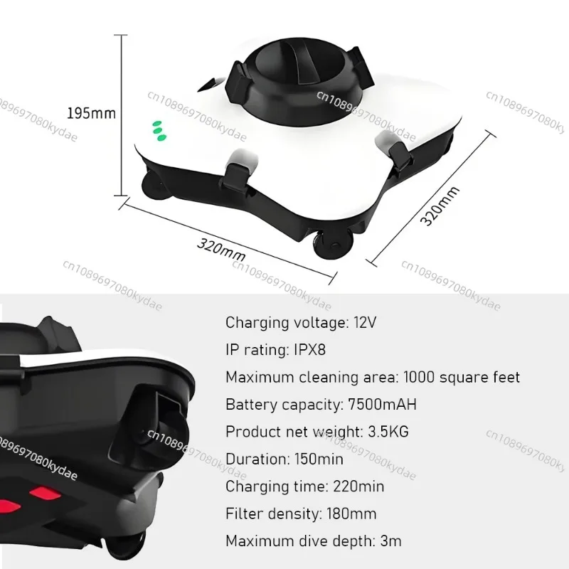 Automatic Cordless Pool Cleaning Robot Intelligent Swimming Pool Vacuum Cleaner Self-Propelled for In-Ground & Above-Ground Pool