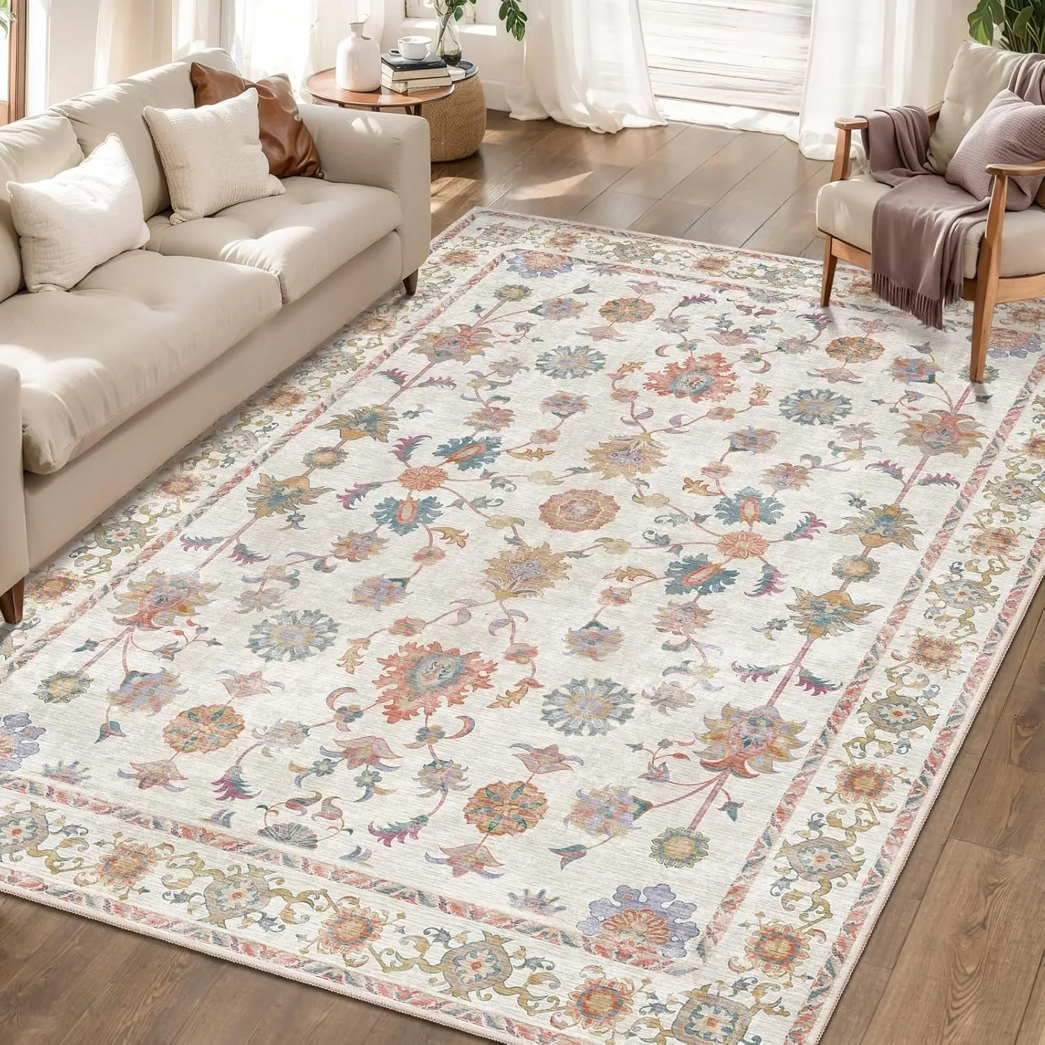 Heißer Verkauf Soft Tone Floral Muster Teppich Retro Teppich für Wohnzimmer Schlafzimmer Studie Buchhandlung Eingangsbereich Café Freizeitbereich