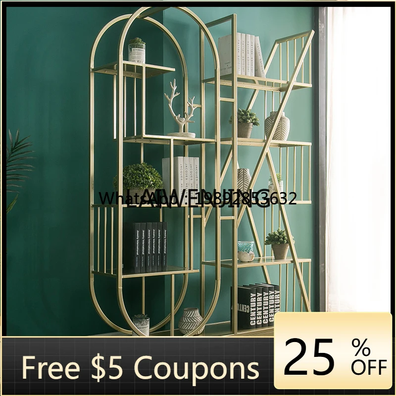 

GZ-Z floor bookshelf living room wrought iron shelf partition light luxury metal display rack