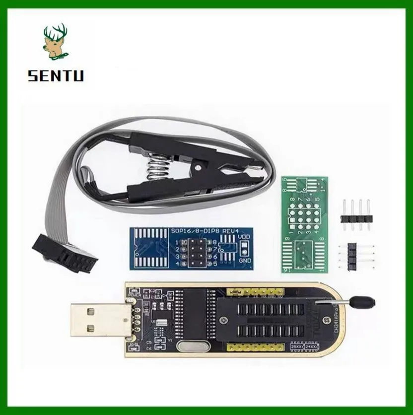 CH341A 24 25 Series EEPROM Flash BIOS USB Programmer Module + SOIC8 SOP8 Test Clip For EEPROM 93CXX / 25CXX / 24CXX