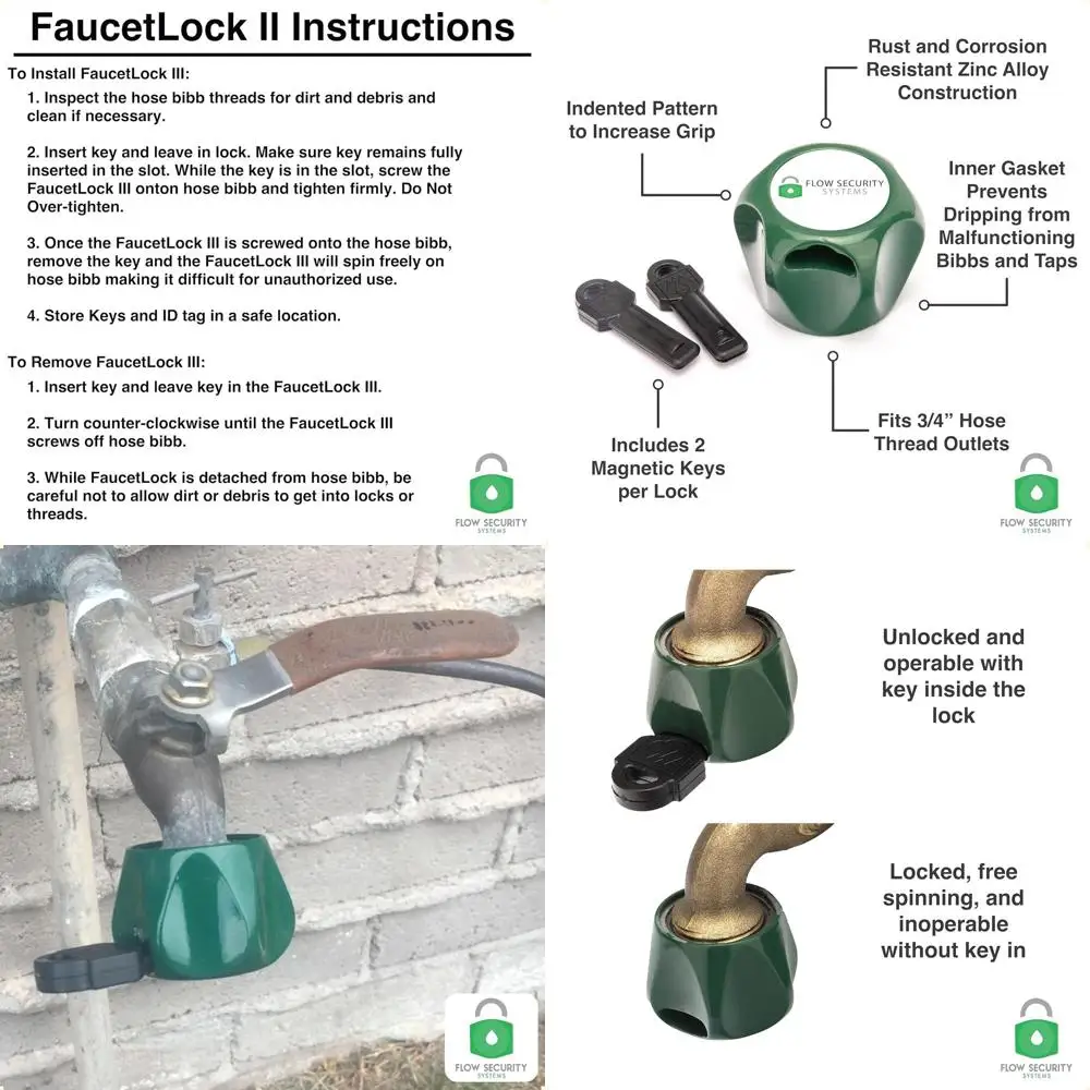 

Magnetic Tap Lock II | Secure Outdoor Faucets | Saves Water | Fits Standard Hose Connections | 4-Pack, Keyed Alike