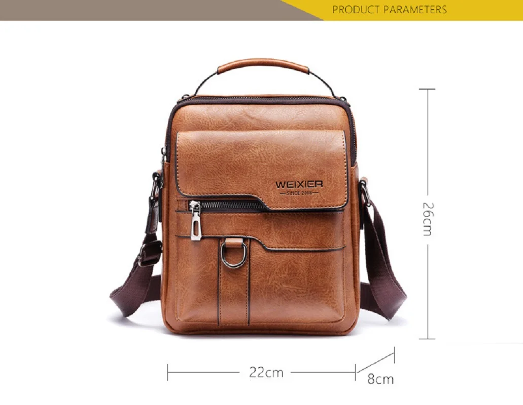 Classic Vintage Men Shoulder Bag Leather PU Business Men Crossbody Bag High Quality Designer Handle Handbag for Male Travel Bag