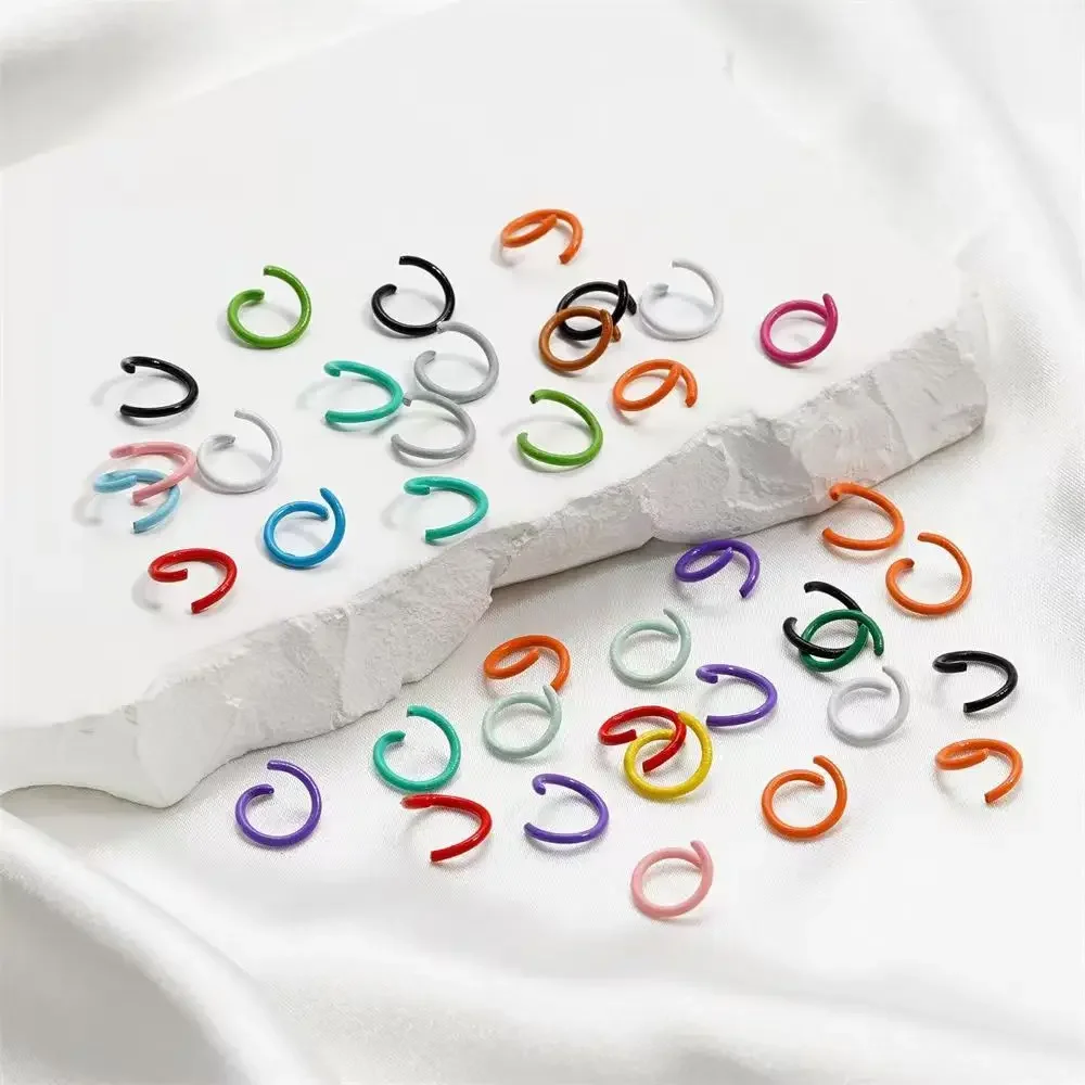 8mm Blend Colours Coated Painted Metal Open Ring Buckle Single Ring Connection Ring Diy Handmade Keychain Accessory Random Color