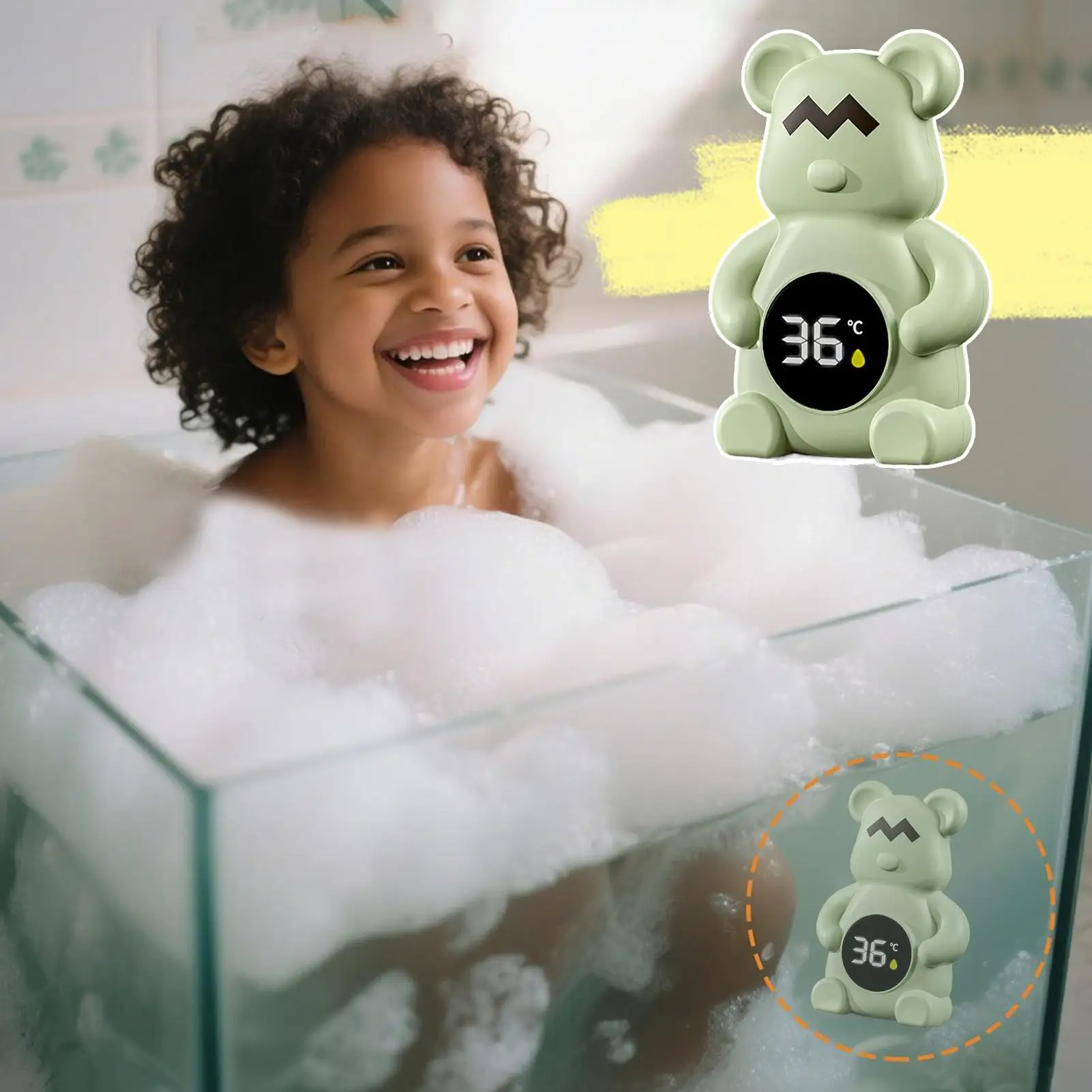 

Baby Bath Temperature Sensor Water Temperature Monitor Bear Shape Floating Toy Bathtub Meter for Hot Spring Shower Swimming Lake