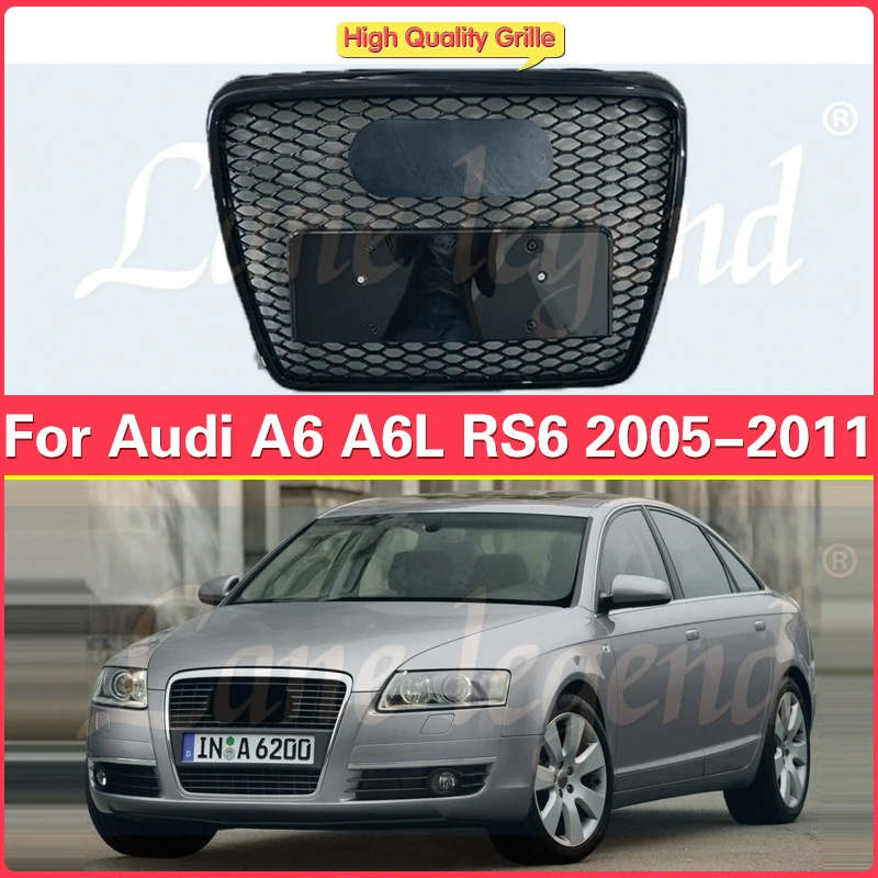 

High Quality Car Grills Hex Mesh Racing Grille Car Front Bumper Grille for Audi RS6 for A6/S6 2005-2011 (Refit for RS6 Style)