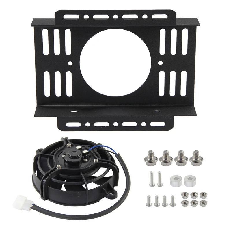 

Универсальный компактный двухконтурный масляный радиатор с вентилятором, крышка с одним электрическим вентилятором 5,5 дюйма, задний всасывающий вентилятор, алюминиевый кожух, черный комплект.