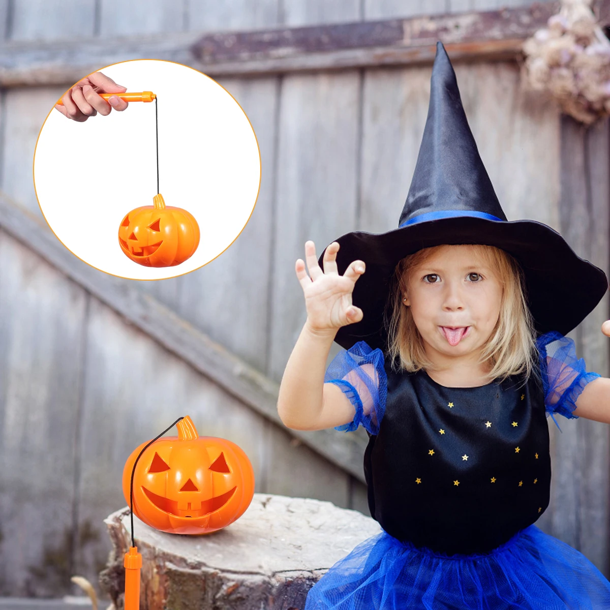 

Glowing Halloween Lantern with Light Portable Plastic Jack O Lantern Kids Sparkle Home Party Cartoon Festive Atmosphere Small