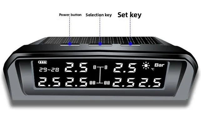 Solar truck tire pressure monitor, tire pressure monitor