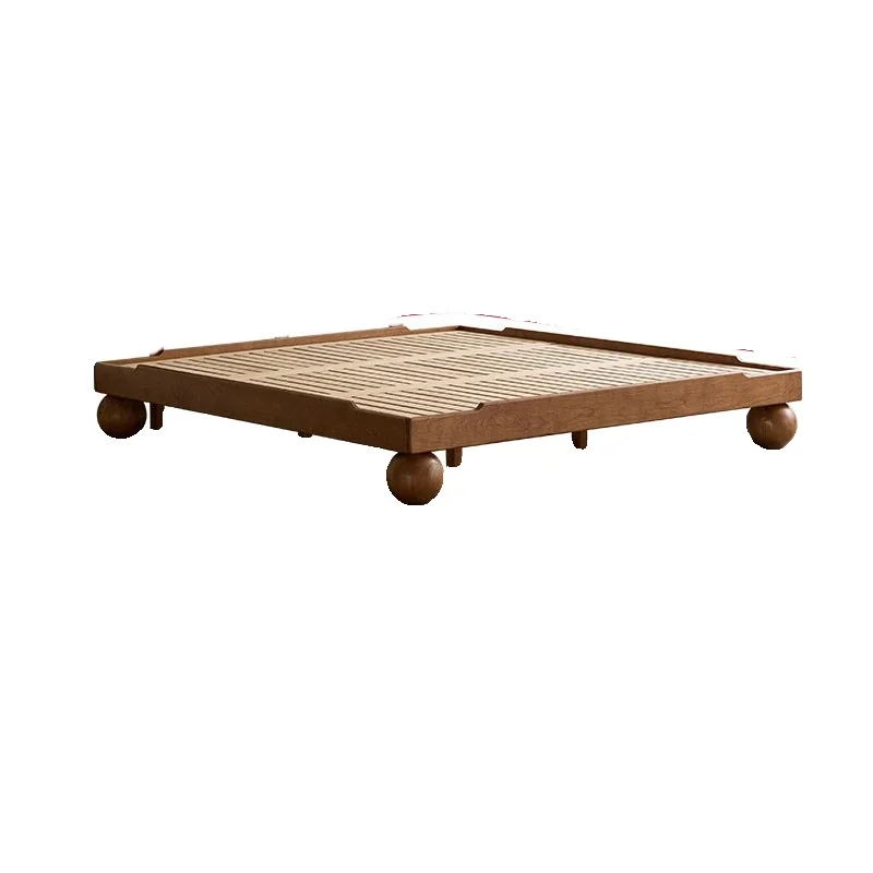 French cherry wood antique so lid wo od double b ed retro black walnut row skeleton B & B without bedside suspended