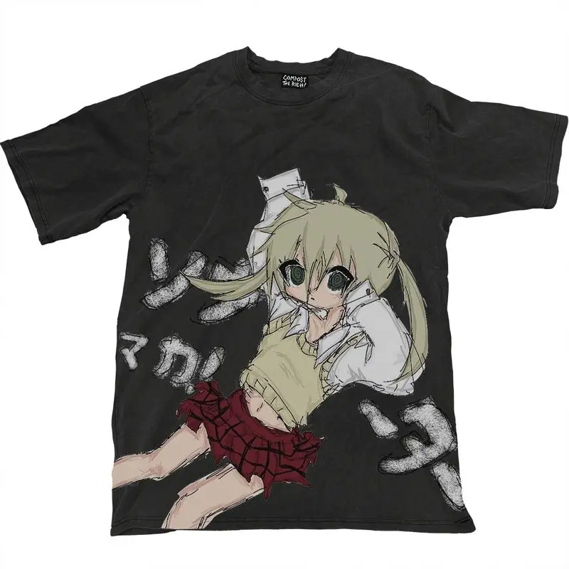 Y2k menina impressão gráfica outono algodão unissex camiseta manga curta rua moda tendência roupas estilo rua inverno interior