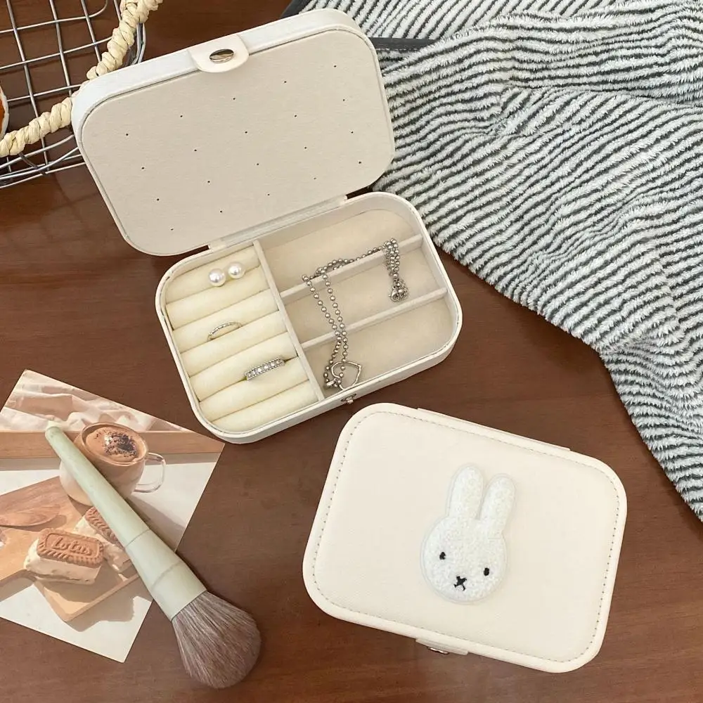 Cute Miffy Rabbit Jewelry Box for Girls Portable Compartments for Jewelry Storage Earrings Rings and Necklaces Storage Box