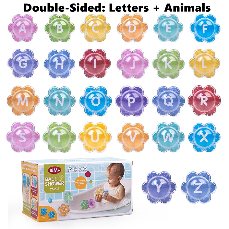 어린이 욕실 플로팅 볼 목욕 장난감 꽃 모양 글자 동물 조기 교육 인지 아기 놀이 물놀이 목욕 장난감