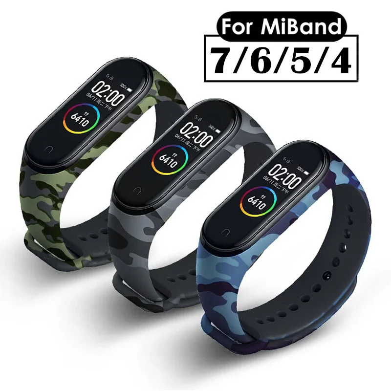 ل Xiaom Miband 7 6 5 4 التمويه حزام استبدال شريط للرسغ سوار معصم من السيليكون على Mi Band7 ساعة ذكية المعصم