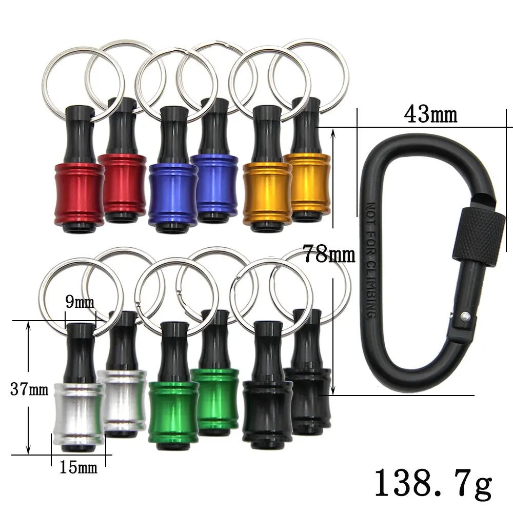 Juego de llaveros de biela de liberación rápida multicolor con cabeza de destornillador hexagonal de 1/4 y manguito de conversión cambios rápidos de herramientas