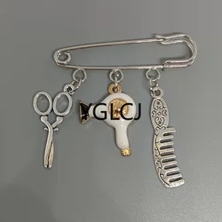 Fashion Scissors Comb Hair Dryer Brooch Hairdresser Fashion Designer Creative Brooch Friendship Gift