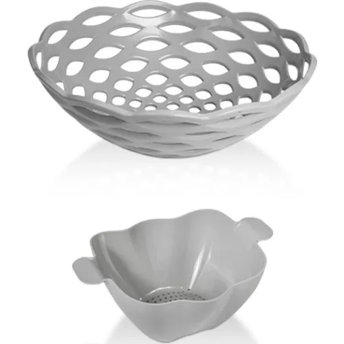 EW's Kitchenware Acrylic Hollow Fruit Bowl + Acrylic Strainer