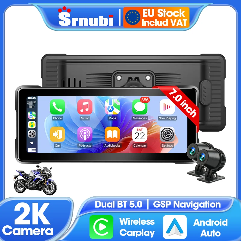 GPS per auto Android per moto CarPlay wireless portatile da 7 pollici per accessori per motocicli con monitor per schermo di navigazione per moto