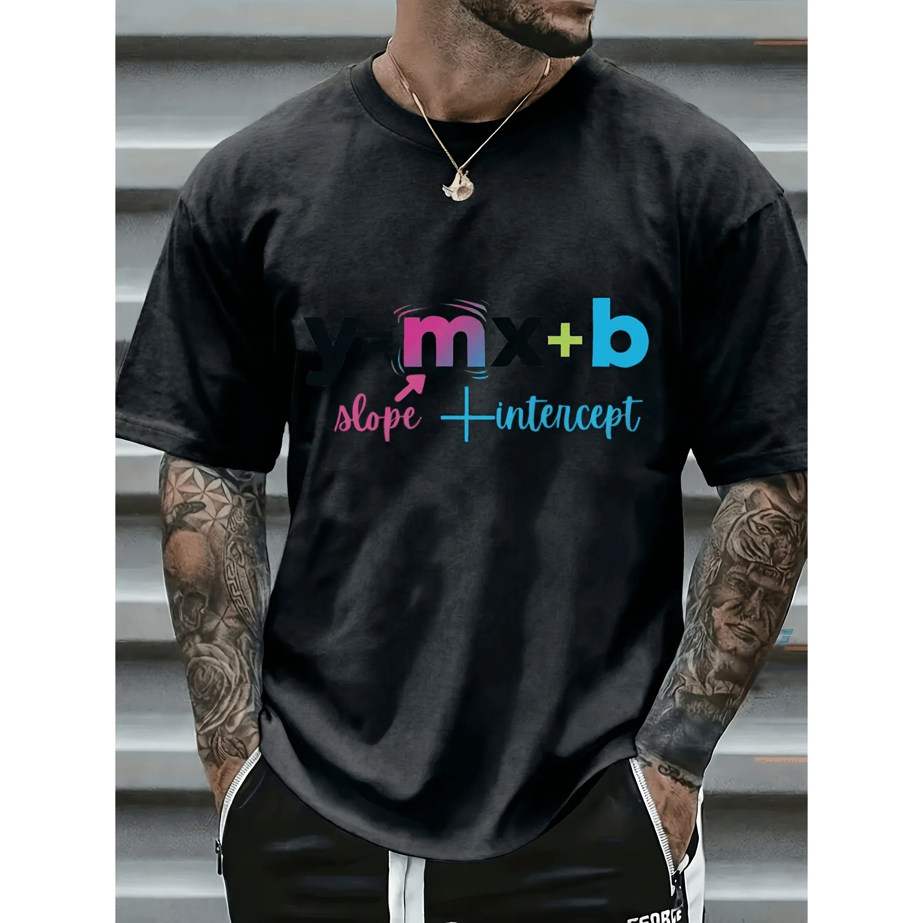 Slope Intercept Form Y equals MX Plus B Math Graphic Tee Soft Cotton Casual Short Sleeve T-Shirt Unisex