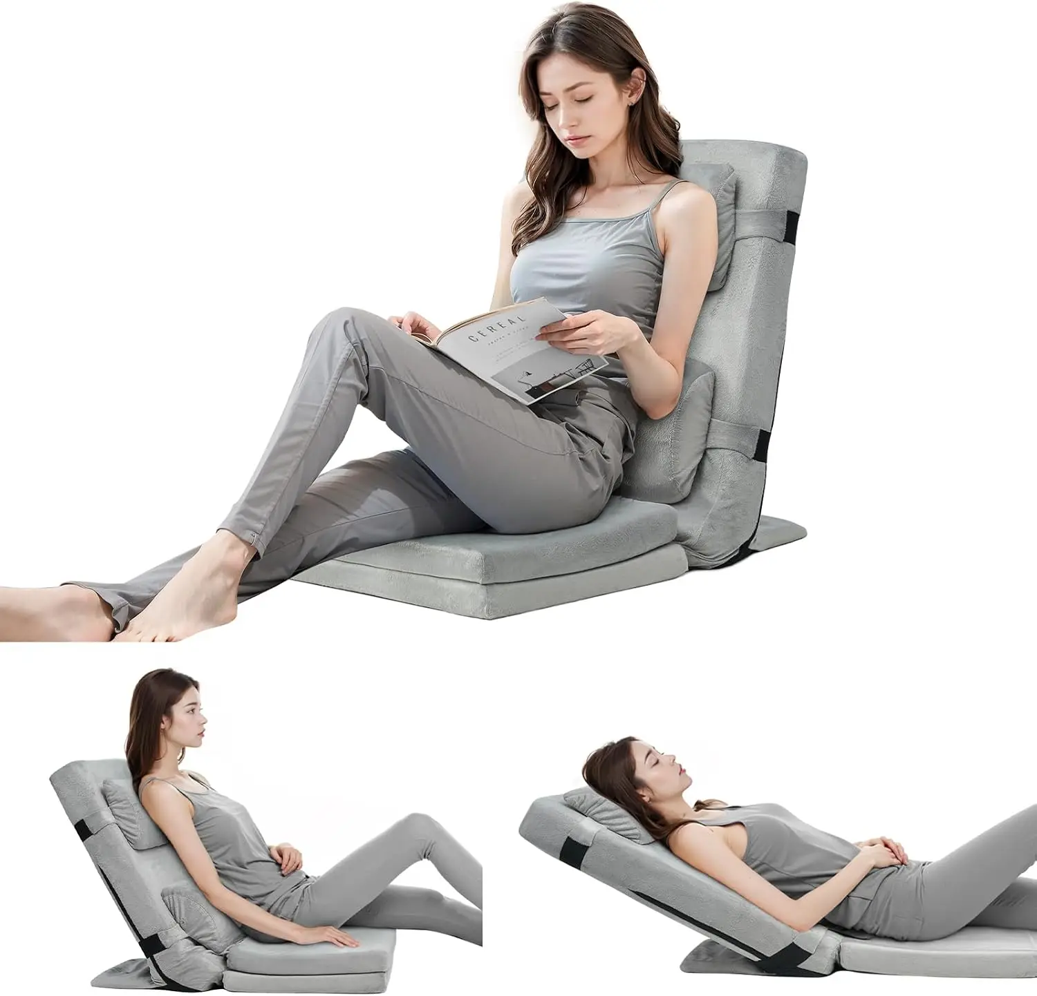 

Topsky Adjustable Bed Wedge Pillow With Backrest, 6 Reclining Positions And Memory Foam, Wide Seat For Post Surgery, Reading,
