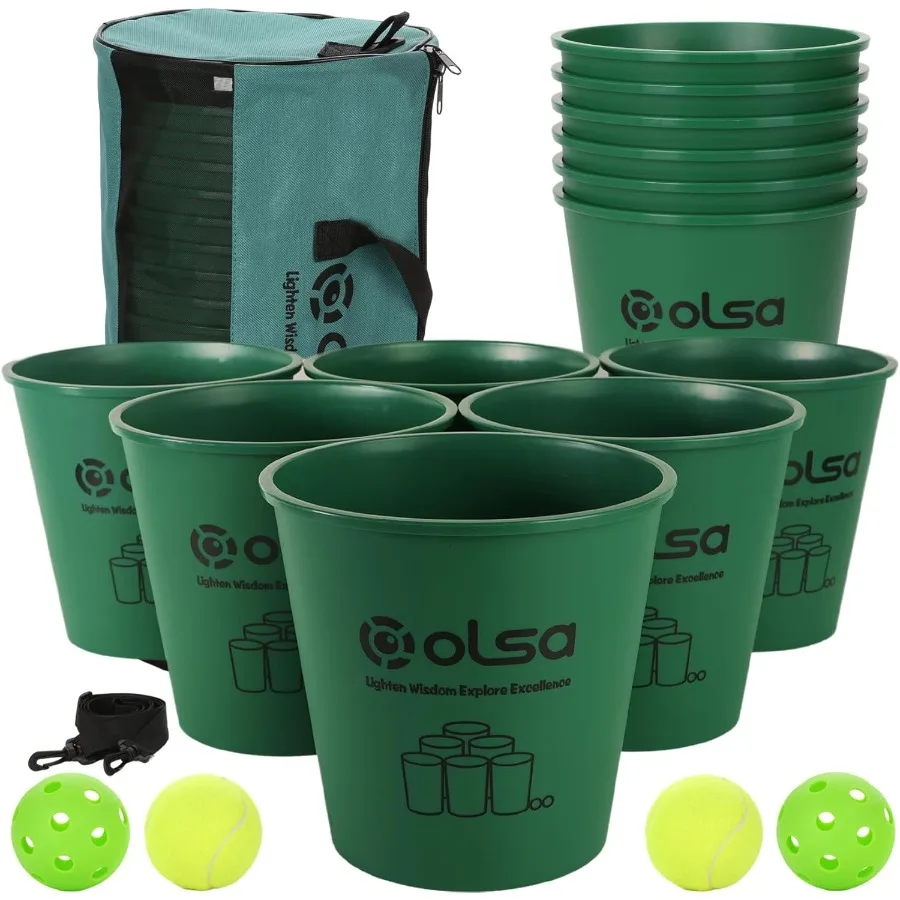 

Игры Yard Pong на открытом воздухе, гигантская игра Yard Pong Yard Game с 12 ведрами, шариками, сильной сумкой для переноски для заднего двора, пляжного парка на лужайке Ca