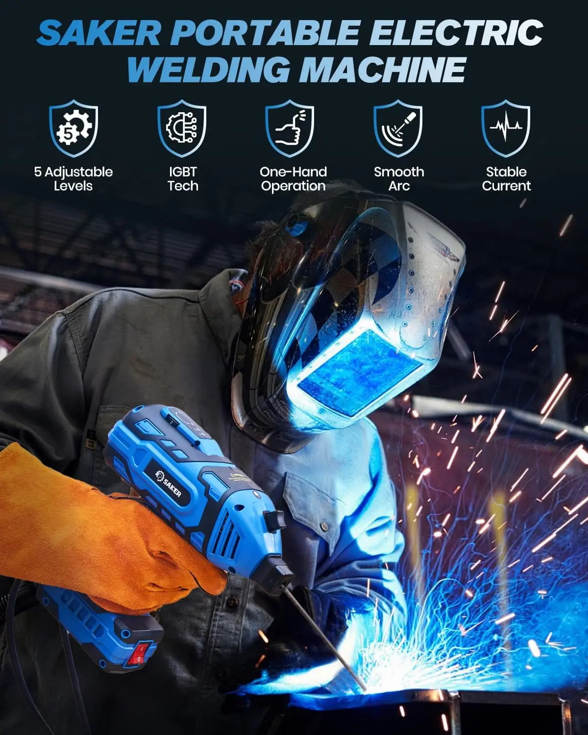 Portable Welding Machine, Welding Machine 110V with IGBT Inverter 5 Variable Current Adjustment, Portable Electric Welding