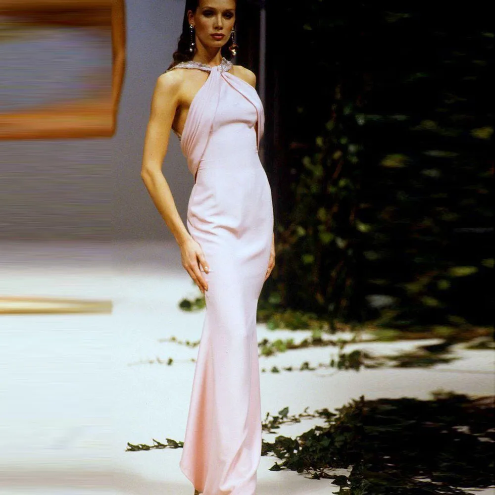 

Design Pink Evening Dresses Women Sleeveless High Quality Banquet Celebrity Mermaid Formal Occasion Female Gowns Elegant 2025